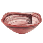 Badash P231 Pair of Terra Red Alabaster Glass 6" Squarish Salad or Candy Bowls