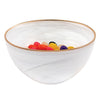 Badash P237G White Alabaster 6" Glass Bowl with Gold Rim