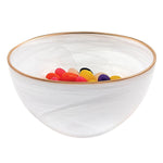Badash P237G White Alabaster 6" Glass Bowl with Gold Rim