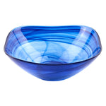 Badash P261 Pair of Cobalt Blue Alabaster Glass 6" Squarish Salad or Candy Bowls