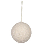 Vickerman JE220561 5" Ivory Wool String Wrapped Ball Ornament 2 Per Bag