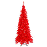 Vickerman 4.5' Red Fir Slim Artificial Christmas Tree Red Dura-lit LED