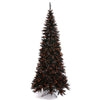 Vickerman 5.5' Black Fir Slim Artificial Christmas Tree Orange  Dura-lit LED