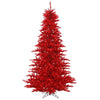 Vickerman 4.5' x 34" Tinsel Red Fir Artificial Christmas Tree Red Dura-lit LED