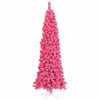 6.5' Flocked Pink Pencil Fir Artificial Christmas Tree Pink Dura-lit LED