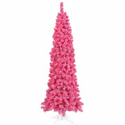 Vickerman 4.5' Flocked Pink Slim Fir Artificial Christmas Tree Pink Dura-lit LED