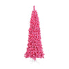 Vickerman 7.5' Flocked Pink Slim Fir Artificial Christmas Tree Pink Dura-lit LED