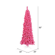 Vickerman 7.5' Flocked Pink Slim Fir Artificial Christmas Tree Pink Dura-lit LED
