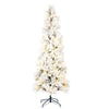 5' x 26" Flocked Atka Pencil Artificial Christmas tree Warm White Dura-Lit LED