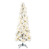 9' x 44" Flocked Atka Pencil Artificial Christmas tree Warm White Dura-Lit LED