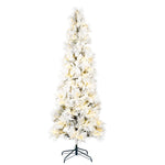 7.5' x 37" Flocked Atka Pencil Artificial Christmas tree Warm White Dura-Lit LED