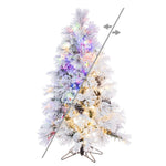 4.5' x 30" Flocked Atka Pine Artificial Xmas Tree 3mm LED Color Changing Lights