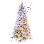 6.5' x 42" Flocked Atka Pine Artificial Xmas Tree 3mm LED Color Changing Lights