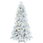 7.5' x 37" Flocked Atka Pencil Artificial Christmas tree Warm White LED