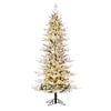 7.5' x 45" Flocked Slim Kiana Artificial Xmas Tree 3mm LED Color Changing Lights