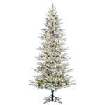 12' x 70"" Flocked Slim Kiana Artificial Xmas Tree 3mm LED Color Changing Lights