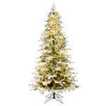 4.5' x 32" Flocked Kamas Fraser Artificial Xmas Tree Warm White Dura-Lit LED