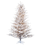 7.5' x 62" Flocked Stick Pine Tree Dura-Lit LED Warm White Mini Lights