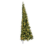 7.5' x 50" Chapel Pine Artificial Christmas Half Tree Warm White Dura-lit LED