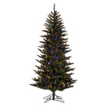 6.5' x 41" Slim Natural Fraser Fir Artificial Xmas Tree Colored Dura-Lit LED