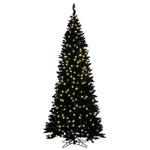 6.5' x 35" Flocked Black Fir Slim Christmas Tree Warm White LED Mini Lights