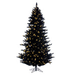 3' x 25" Flocked Black Fir Artificial Christmas Tree Warm White LED Mini Lights