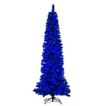 9' x 43" Flocked Turquoise Fir Artificial Pre-lit Christmas Tree Turquoise LED