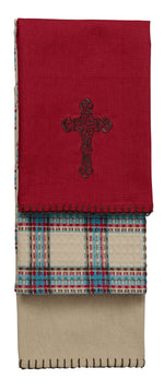 HiEnd Accents 3-pc Cross Kitchen Towel Set Red