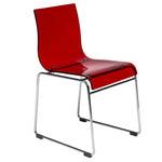 LeisureMod Lima Modern Acrylic Chair Transparent Red