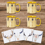 HiEnd Accents Large Arrow Bohemian Mug and Desert Skull Coaster 8 PC Set