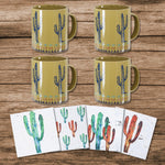 HiEnd Accents Cactus Coffee Mug and Coaster 8 PC Set