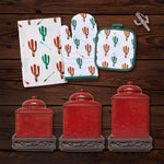 HiEnd Accents Colorful Cactus Print and Savannah Red Canister 22 PC Set