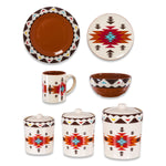 HiEnd Accents Del Sol Aztec 19 PC Southwestern Dinnerware and Canister Set