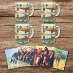 HiEnd Accents Pueblo Aztec Southwestern Mug and Horse Western Coaster 8 PC Set