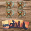 HiEnd Accents Mesa Southwestern Mug and Cowboy Sunset Coaster 8 PC Set