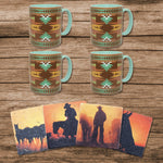 HiEnd Accents Mesa Southwestern Mug and Cowboy Sunset Coaster 8 PC Set
