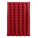 HiEnd Accents Red window pane shower curtain with button detail