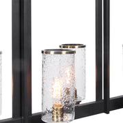 Modern Farmhouse Kitchen Island Light in Steel and Glass