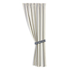 HiEnd Accents White and Navy Striped Curtain, Pair