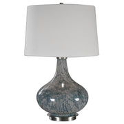 Uttermost Celinda Blue Gray Glass Table Lamp with Fabric Shade