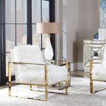 Tall 32-inch Uttermost Cardoni lamp pair with sleek white finish