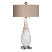 Uttermost Cardoni White Glass Table Lamp Set of 2 with modern design