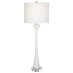 Uttermost Fountain Buffet Lamp – 34"H White Faux Marble Base with Crystal Foot & Brushed Nickel Accents