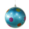 Vickerman M120412 8" Turquoise Candy Finish Ball Christmas Ornament With Multi-Colored Polka Dots