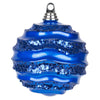 Vickerman M132102 8' Blue Stripe Candy Finish Wave Ball Christmas Ornament With Glitter Accents