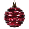 Vickerman M132065 Vickerman6" Burgundy Stripe Candy Finish Wave Ball Christmas Ornament With Glitter Accents