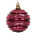 Vickerman M132070 6" Fuchsia Stripe Candy Finish Wave Ball Christmas Ornament With Glitter Accents