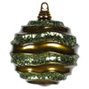 Vickerman M1320OL 6" Olive Stripe Candy Finish Wave Ball Christmas Ornament With Matching Glitter Accents