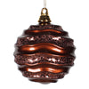 Vickerman M1320CH 6" Chocolate Stripe Candy Finish Wave Ball Christmas Ornament With Matching Glitter Accents