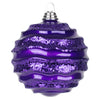 Vickerman M132026 6" Plum Stripe Candy Finish Wave Ball Christmas Ornament With Glitter Accents